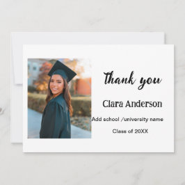 QR White Black Foto Classic Eleg Graduation Party Dankeskarte