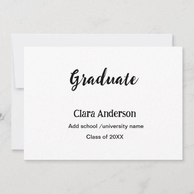 QR White Black Foto Classic Eleg Graduation Party Einladung (Vorderseite)