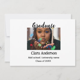 QR White Black Foto Classic Eleg Graduation Party Einladung