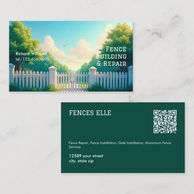 QR-Zaunbefestigungsreparatur Visitenkarte (Vorne/Hinten)