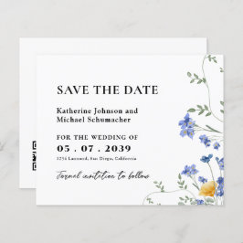 QRcode-Hochzeit der Aquarellfarbe Wildblume Datum