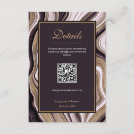 QRCode-Hochzeitskarte für lila- und Goldmarmor Begleitkarte
