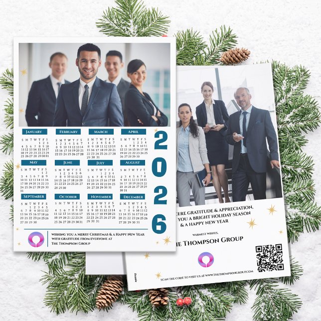 QRCODE-Kalender-Firmenlogo Feiertagspostkarte (Corporate QRCODE Calendar Business Company Logo Holiday Postcard)