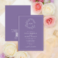 QRCode Lilac Lavender Leafy Wappen Monogram Weddin