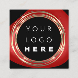 QRCode Logo Online Shop Rahmen Gold Schwarz Rot Quadratische Visitenkarte