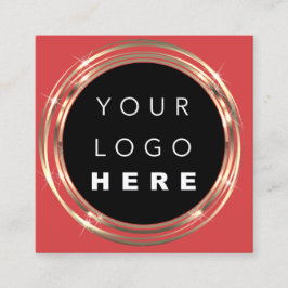 QRCode Logo Online Shop Rahmen Gold Vivd Red Quadratische Visitenkarte