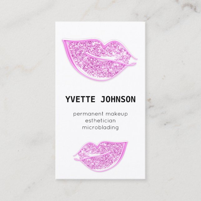 QRCode Pink Lips Glitzer für das dauerhafte Makeup Visitenkarte (Vorderseite)