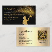 QrCode-Reinigungsdienst Magd Gold Glitter Geschäft