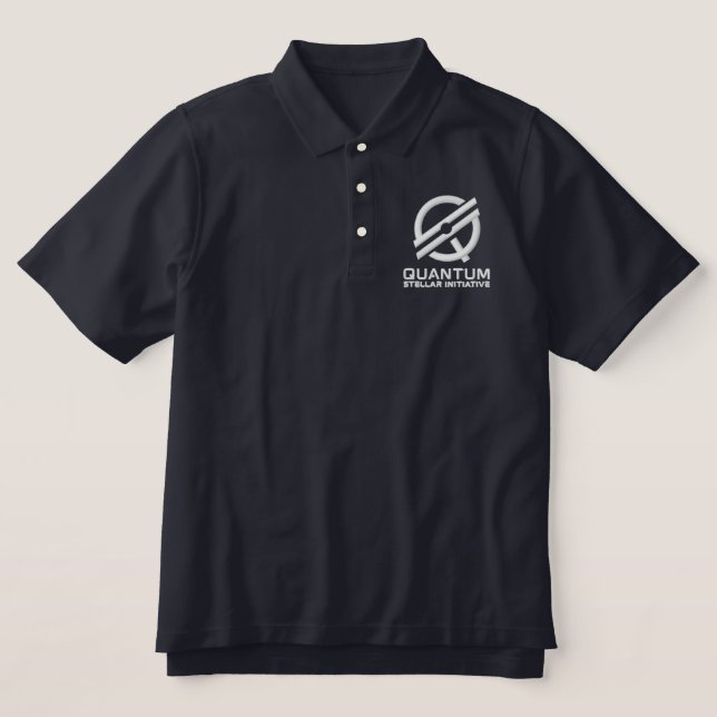 QSI - Mens Polo - Weißes Logo (Design Vorderseite)