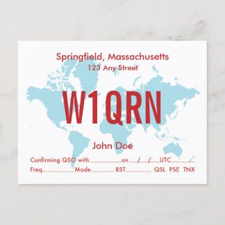 QSL Card Retro World Blue Karte