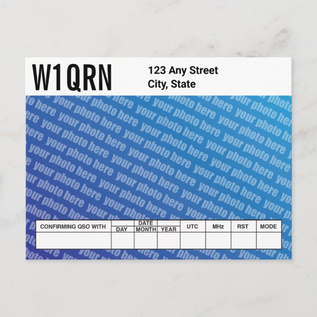 QSL-Karte Fügen Sie Ihr eigenes Foto hinzu Postkarte (Vorderseite)