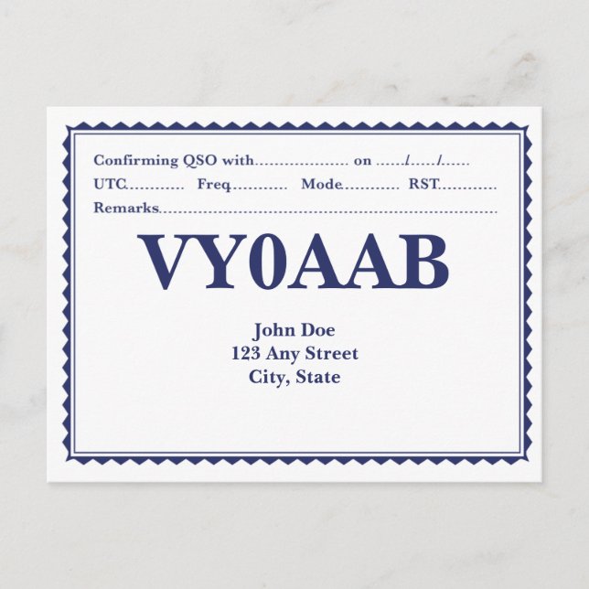 QSL-Karte Retro-Gemusterte Grenze Postkarte (Vorderseite)
