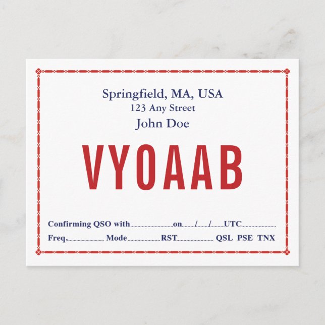QSL-Karte Retro Rote Kettenbrille Postkarte (Vorderseite)