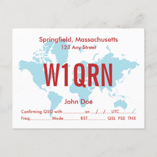 QSL-Karte Retro Welt Blaue Karte