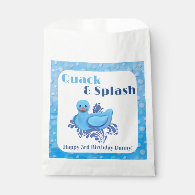 Quack and Splash Ente 3. Geburtstag Geschenktütchen (Vorderseite)