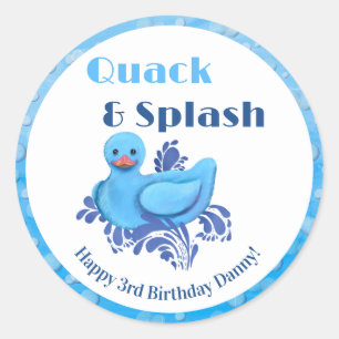Quack and Splash Ente 3. Geburtstag Runder Aufkleber