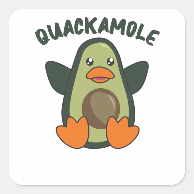Quackamole Sweet Avocado Duck Pun Avocados Quadratischer Aufkleber (Vorderseite)