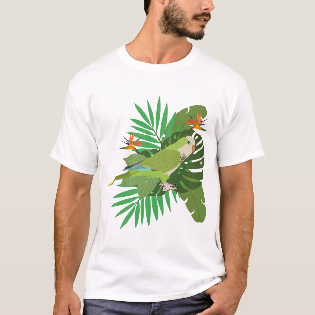 Quacker parrot with leaves T-Shirt (Vorderseite)