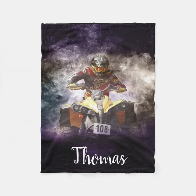 Quad 4 Wheeler ATV Motocross Racing Personalisiert Fleecedecke (Vorderseite)