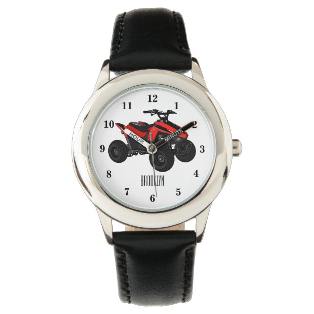 Quad atv Cartoon Illustration Armbanduhr (Vorderseite)