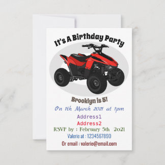 Quad atv Cartoon Illustration Einladung
