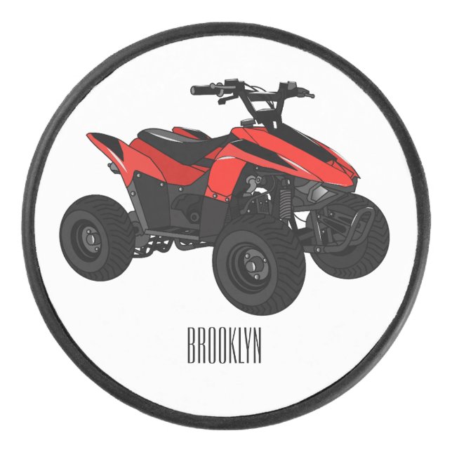 Quad atv Cartoon Illustration Eishockey Puck (Vorderseite)