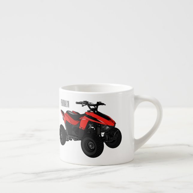 Quad atv Cartoon Illustration Espressotasse (Rechts)