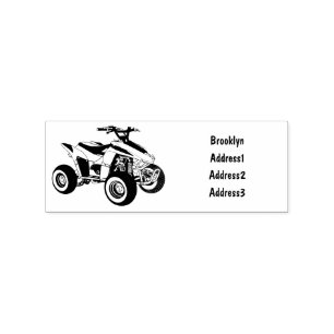 Quad atv Cartoon Illustration Gummistempel