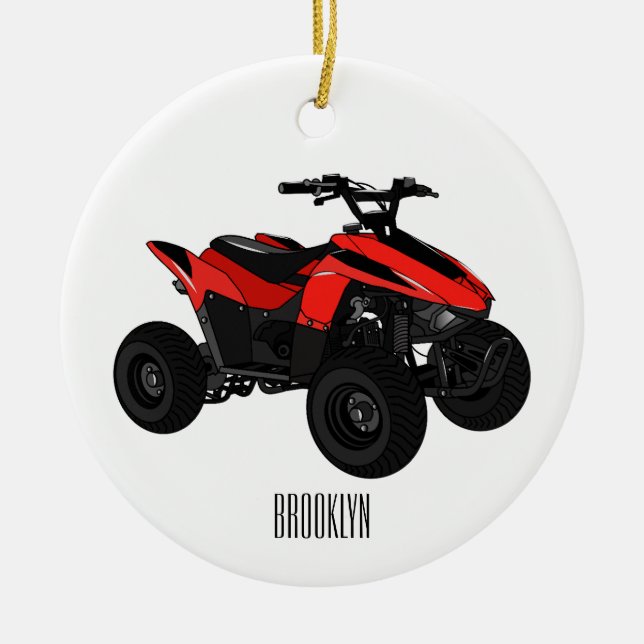 Quad atv Cartoon Illustration Keramik Ornament (Vorne)