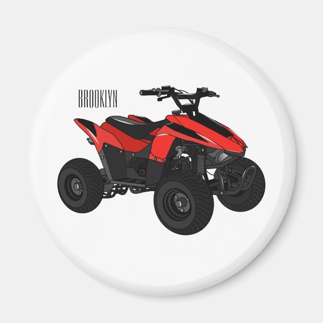Quad atv Cartoon Illustration Magnet (Vorne)