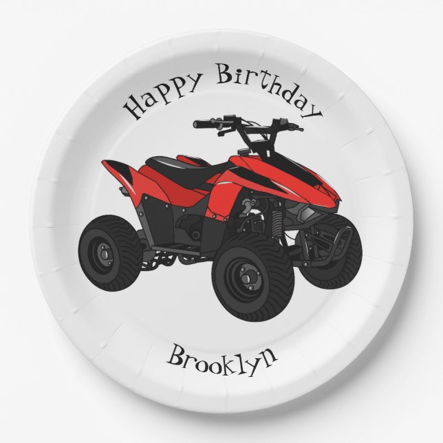 Quad atv Cartoon Illustration Pappteller (Vorderseite)