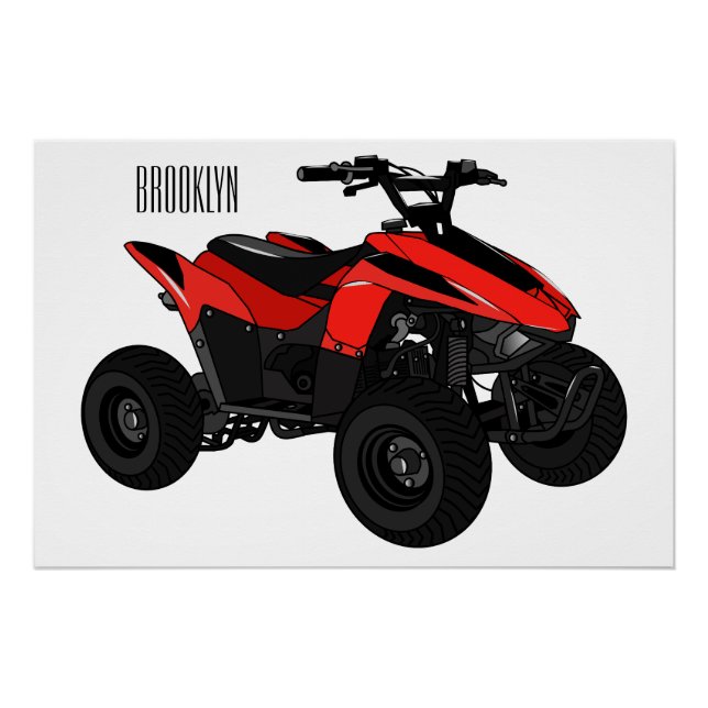 Quad atv Cartoon Illustration Poster (Vorderseite)