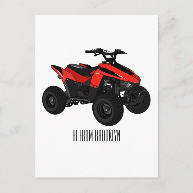 Quad atv Cartoon Illustration Postkarte (Vorderseite)