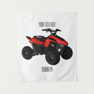 Quad atv Cartoon Illustration Wandteppich