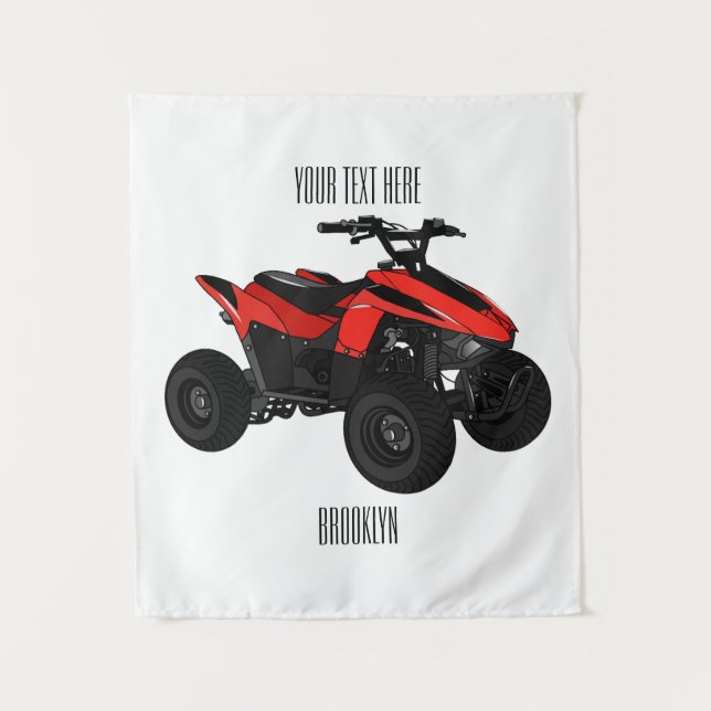 Quad atv Cartoon Illustration Wandteppich (Vorderseite)