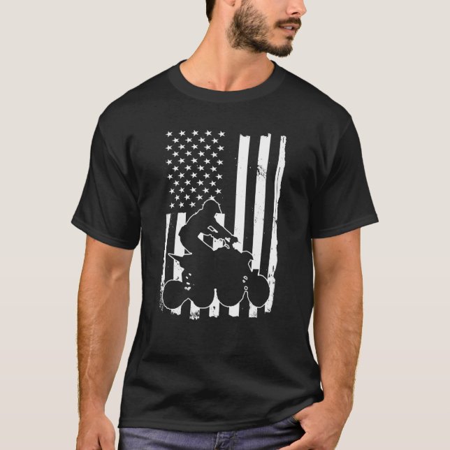 Quad Bike Atv Four Wheeler American Usa Flag T-Shirt (Vorderseite)
