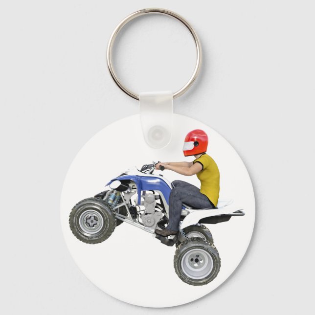 Quad Bike ATV im Seitenprofil Schlüsselanhänger (Vorderseite)