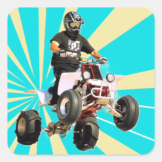 Quad Bike / ATV Quadratischer Aufkleber (Vorderseite)
