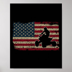 Quad Biker America Flag Geschenk I Atv Four Wheele Poster