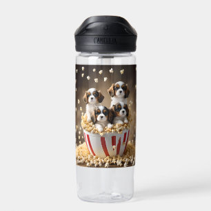 Quad Cavalier Spaniel Welpen im Popcorn, Trinkflasche