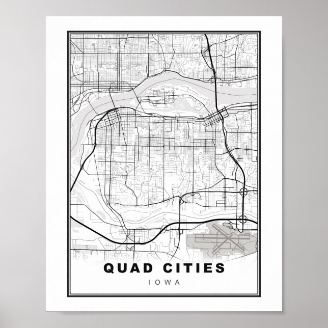 Quad Cities Karte Poster (Vorne)