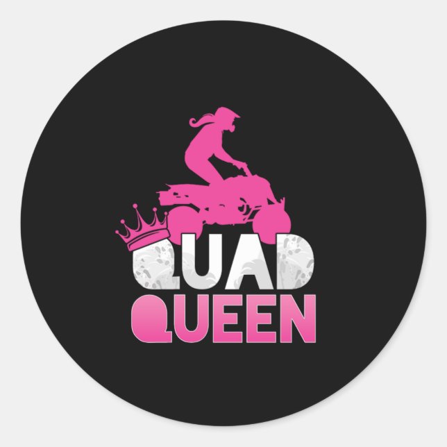 Quad Queen ATV Rider Girl Mama Girl Runder Aufkleber (Vorderseite)