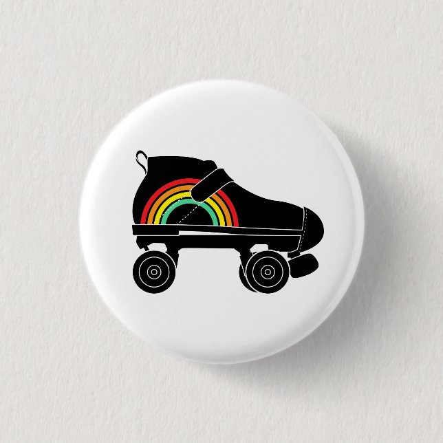 Quad Skate Regenbogen Button (Vorderseite)