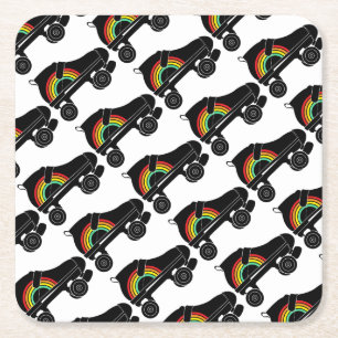 Quad Skate Regenbogen Rechteckiger Pappuntersetzer