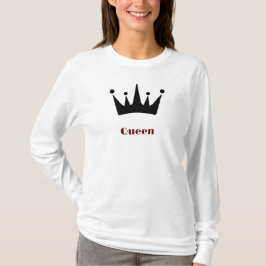 Quadeen Custom Text Crown Image White Long Sleeve T-Shirt