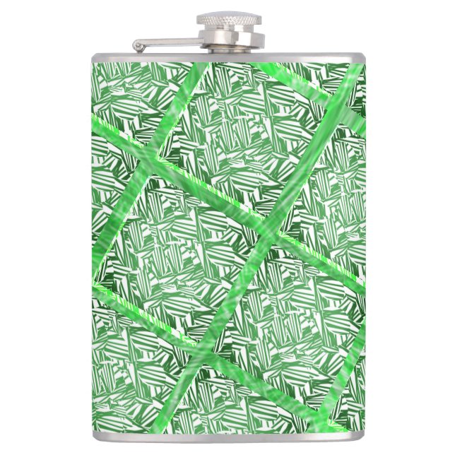 Quadradas, Fake Azulejo, Fakes Folhagens Verdes. Flachmann (Vorderseite)