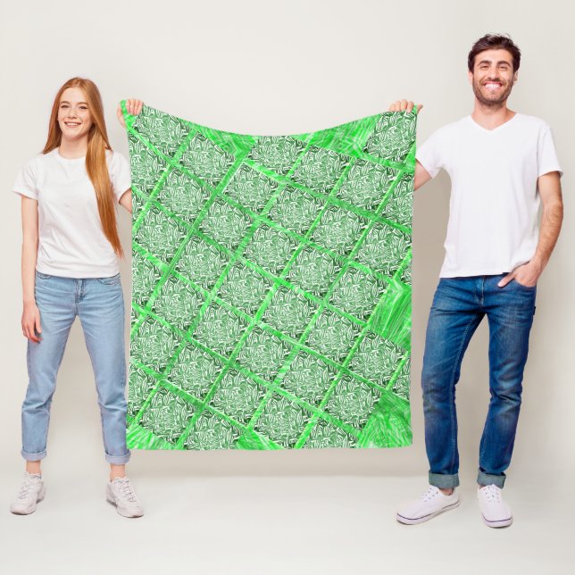 Quadradas, Fake Azulejo, Fakes Folhagens Verdes. Fleecedecke (Beispiel)