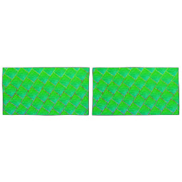Quadrados verde azulado, linhas de três cores. kissenbezug