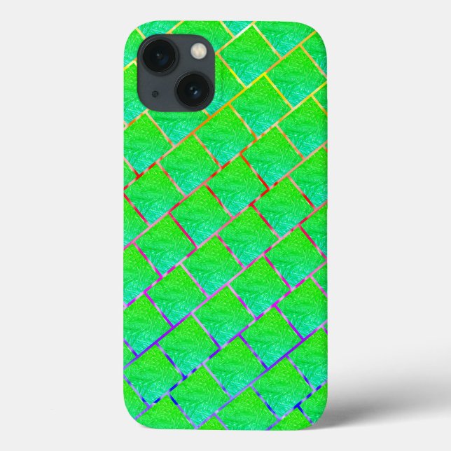 Quadrados verde azulado, linhas em três cores. Case-Mate iPhone hülle (Rückseite)