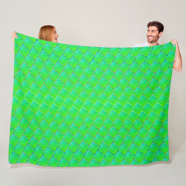 Quadrados verde azulados, linhas em 3 kerne. fleecedecke (Beispiel)